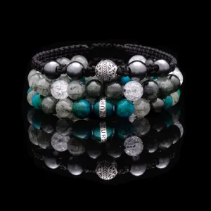 [Limited] The Compass | Men Knot Bracelets with Hematite Obsidian Green Rutilated Quartz Stone