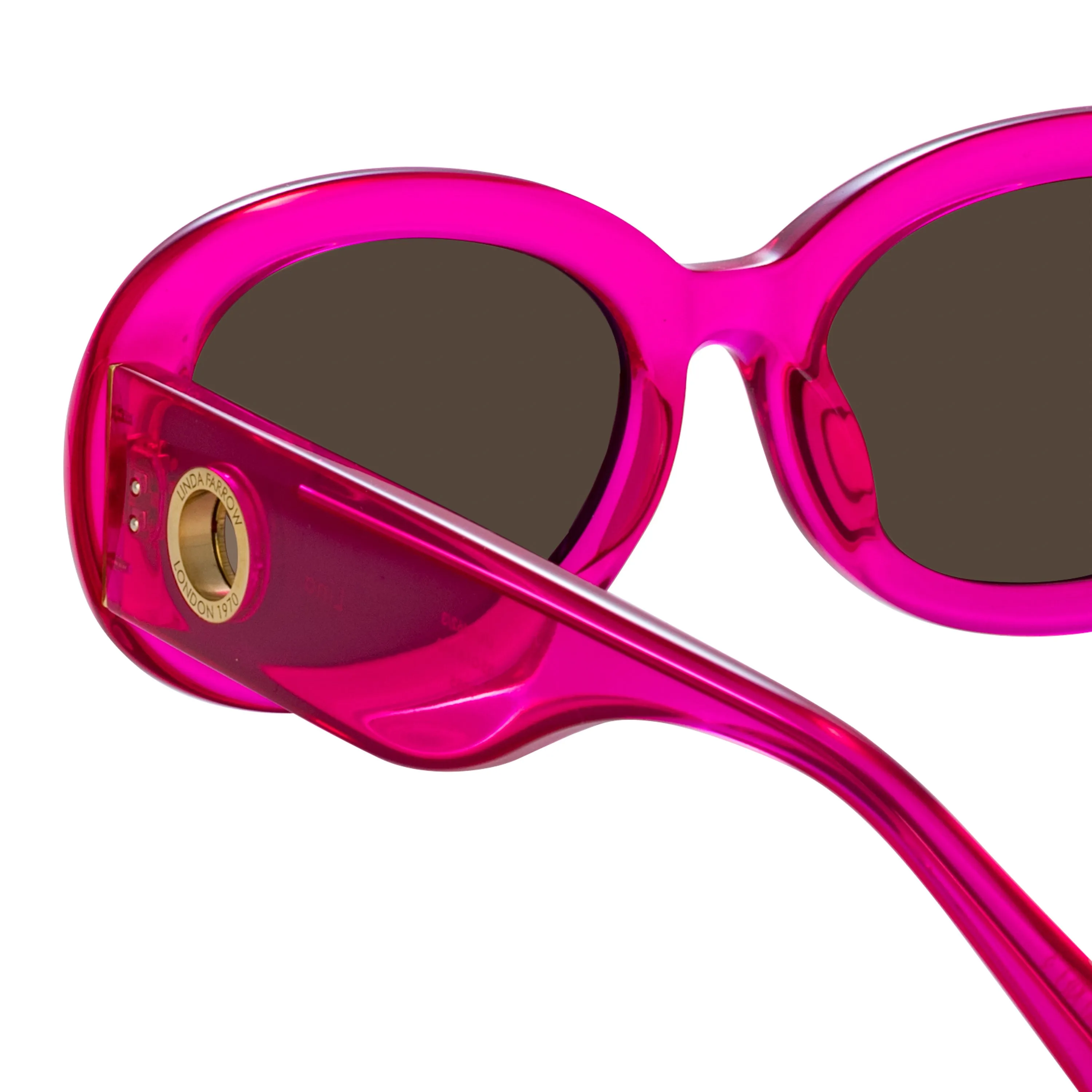 Lina Oval Sunglasses in Neon Pink