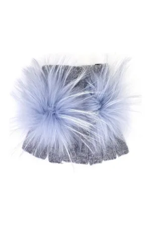 Linda Richards Fur Pom-pom Fingerless Gloves HW-62G | Blue Mist