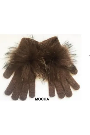 Linda Richards Pom Pom Gloves GL04 | Mocha