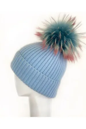 Linda Richards Wool Pom-pom Hat HA-62 | Frost Blue