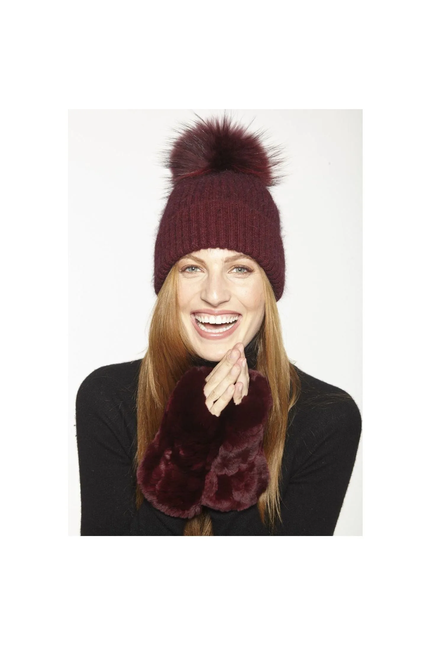 Linda Richards Wool Pom-pom Hat HA-62 | Wine