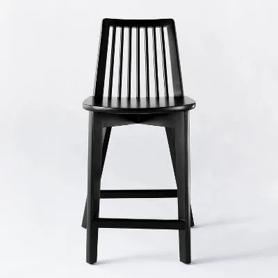 Linden Modified Windsor Wood Counter Height Barstool Black - Threshold designed with Studio McGee