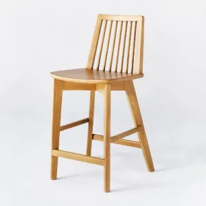 Linden Modified Windsor Wood Counter Height Barstool Natural - Threshold designed with Studio McGee