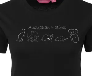 Line of Australian Animals Ladies T-Shirt (Black)