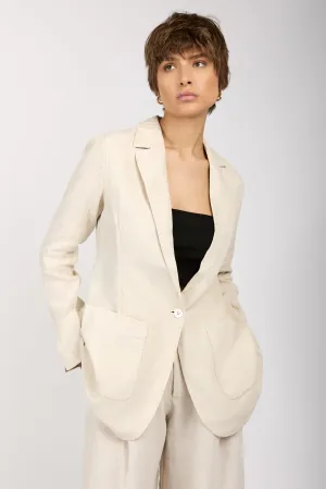 Linen Blazer Jacket in Sand