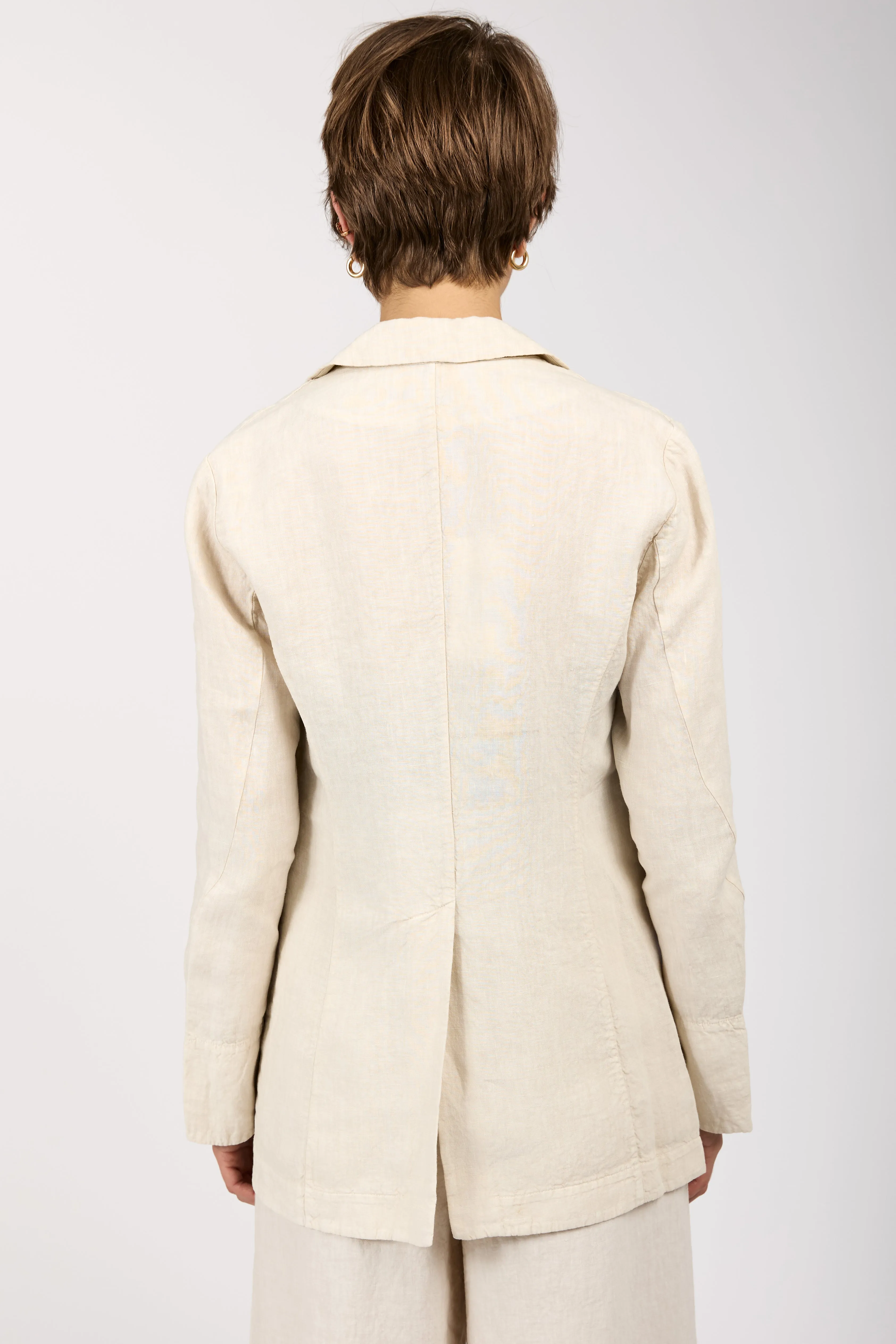 Linen Blazer Jacket in Sand