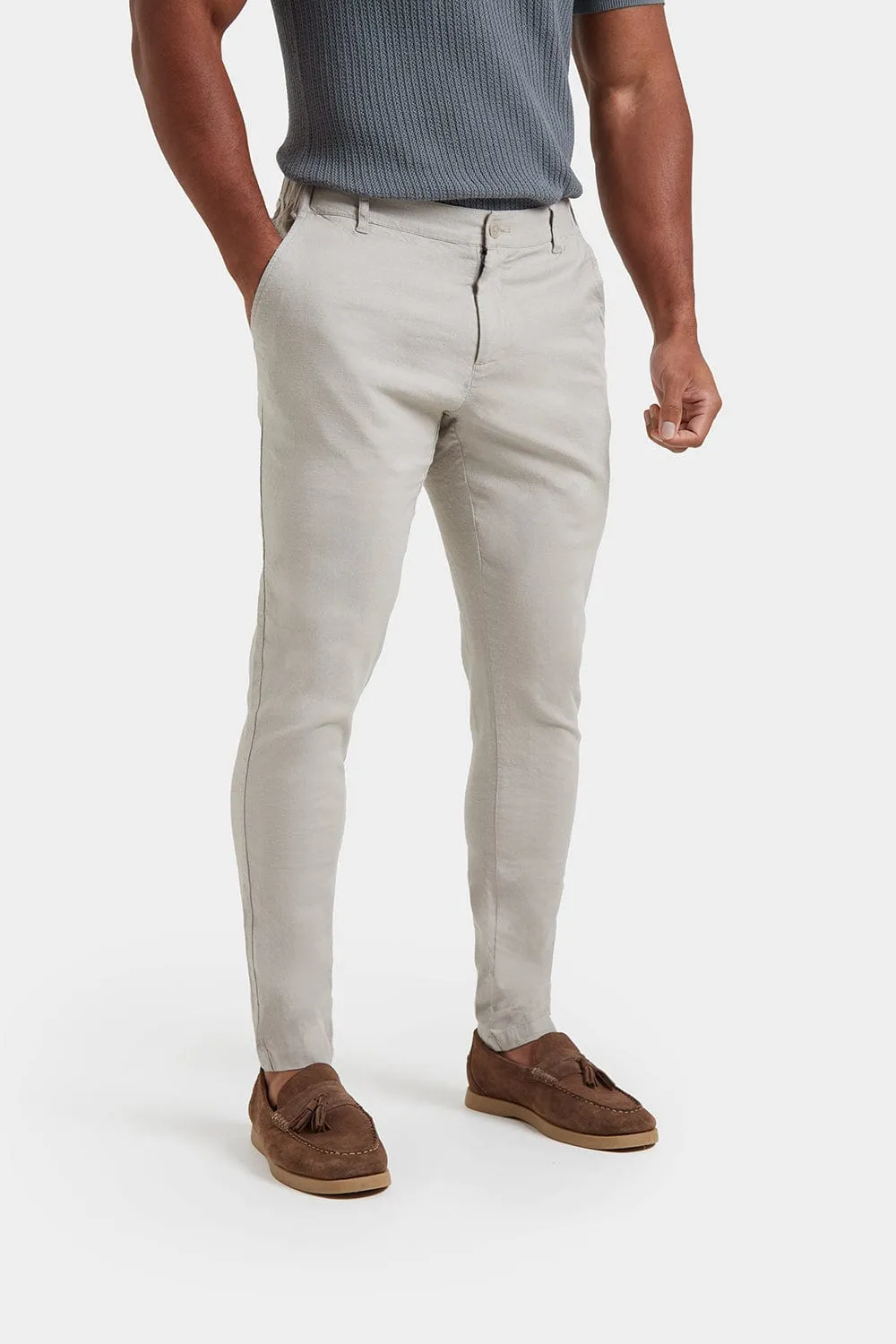 Linen-blend Pants in Stone