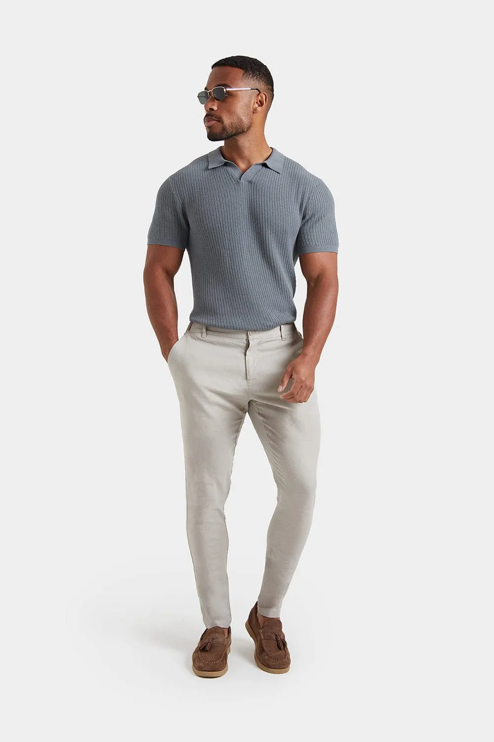 Linen-blend Pants in Stone