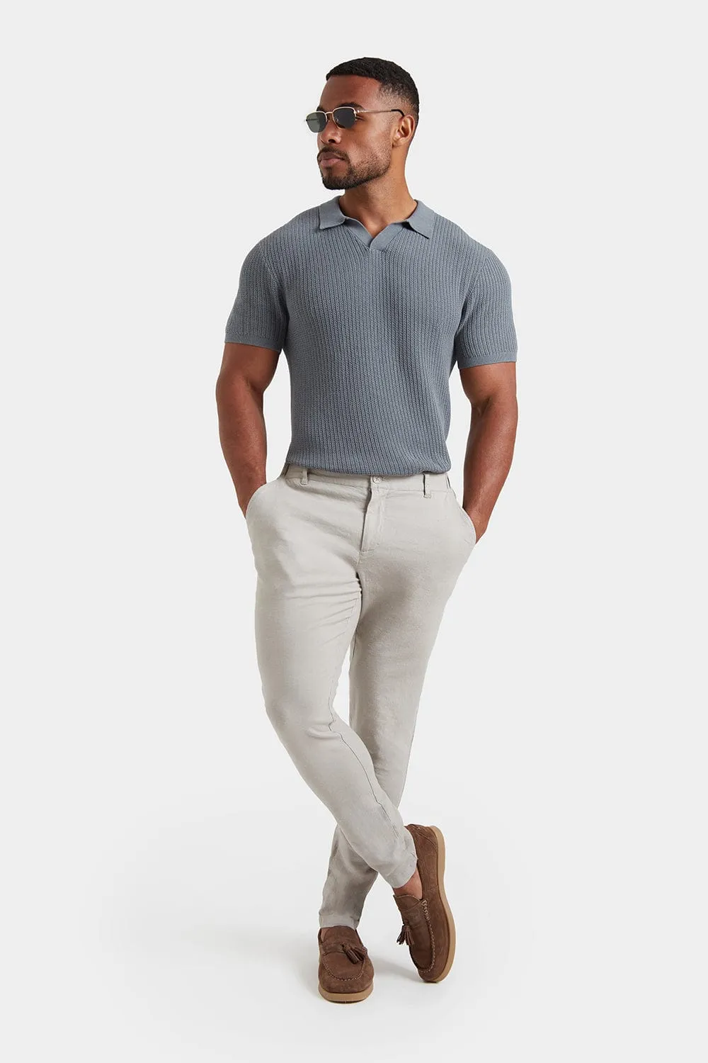 Linen-blend Pants in Stone