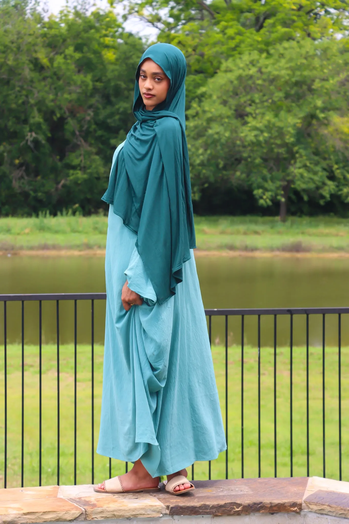 Linen Butterfly Kaftan - Sky