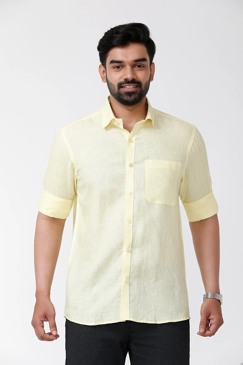 Linen Classic - Cyber Yellow Formal Shirts for Mens | Uathayam