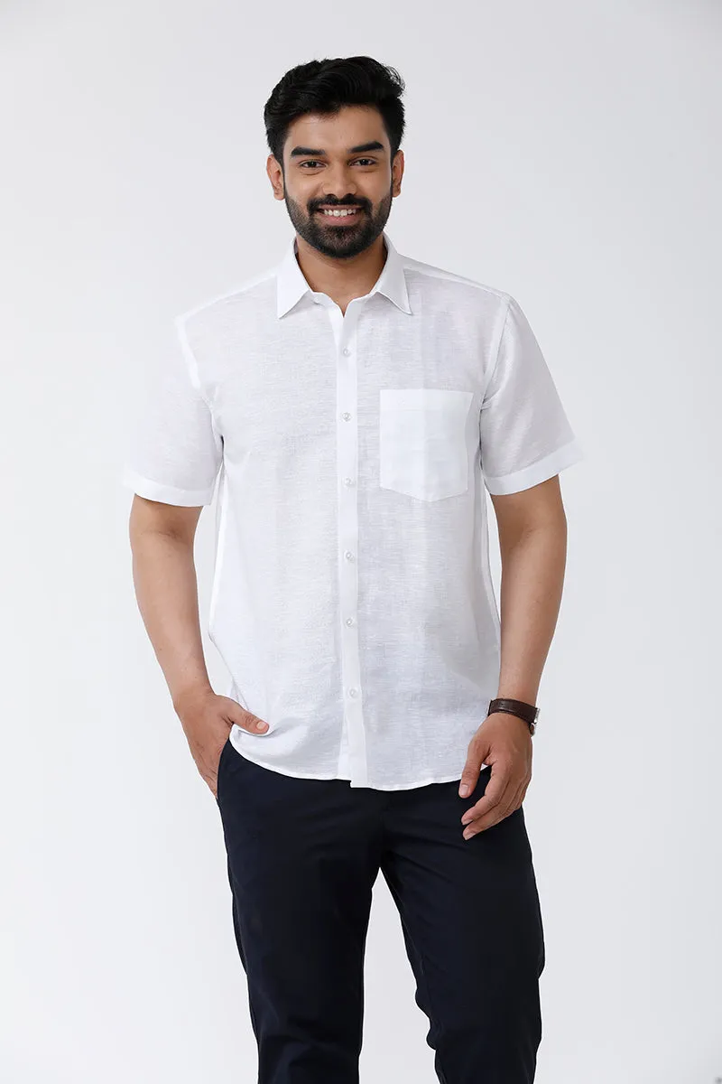 Linen Classic - Linen Cotton White Shirts For Men | Uathayam