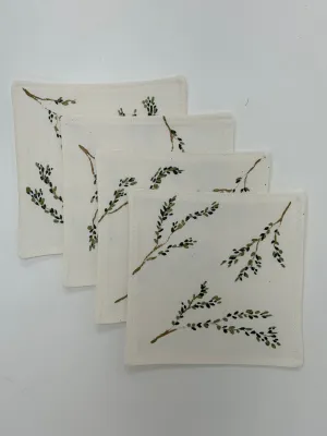 Linen Coasters Green Ilex