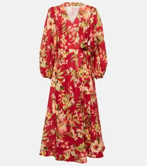 Linen dress lexi with floral print Zimmermann, multicolor