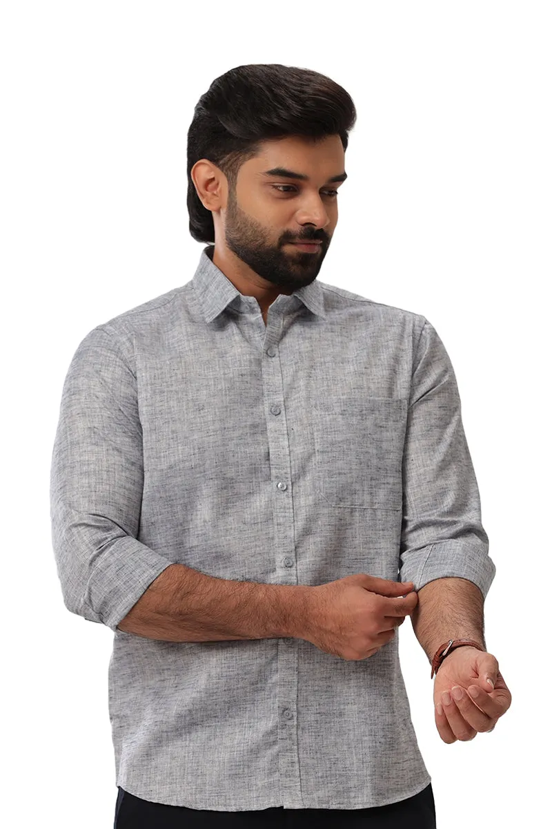 Linen Feel - Charcoal Black Formal Shirts For Men | Ariser