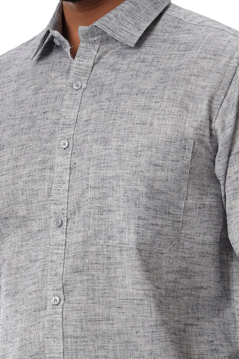 Linen Feel - Charcoal Black Formal Shirts For Men | Ariser