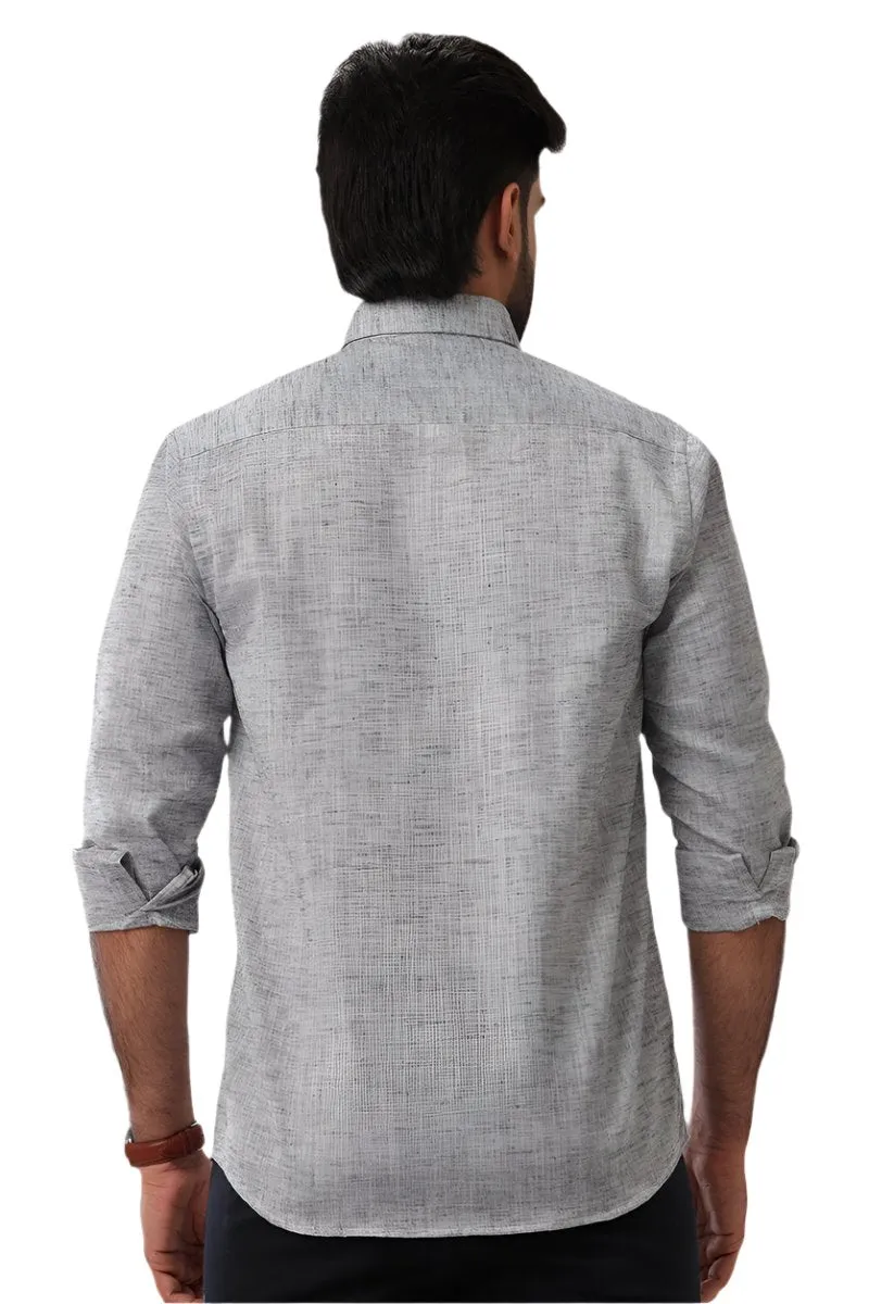 Linen Feel - Charcoal Black Formal Shirts For Men | Ariser