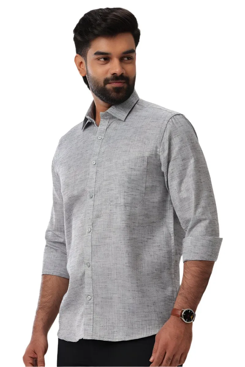 Linen Feel - Charcoal Black Formal Shirts For Men | Ariser