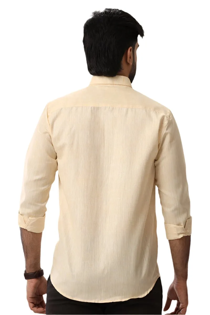 Linen Feel - Light Yellow Formal Shirts For Men | Ariser