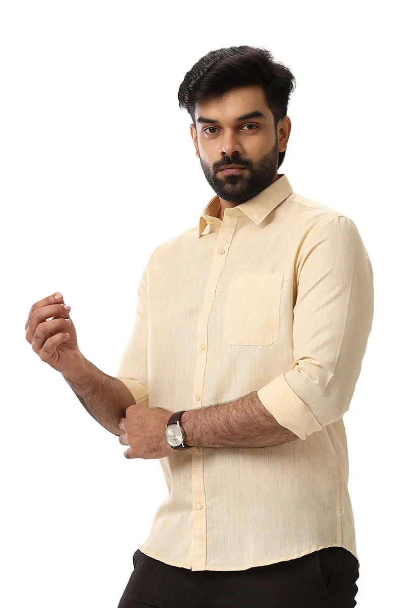 Linen Feel - Light Yellow Formal Shirts For Men | Ariser