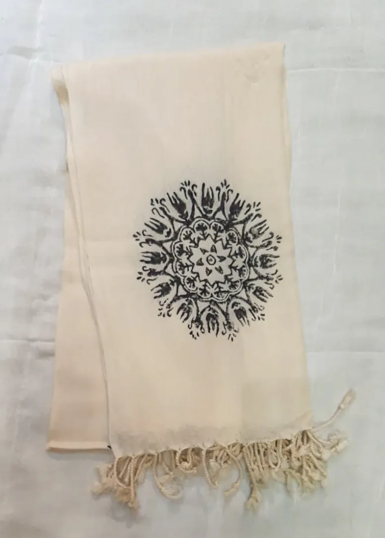 Linen Hand Print Turkish Towel - Mandala Design