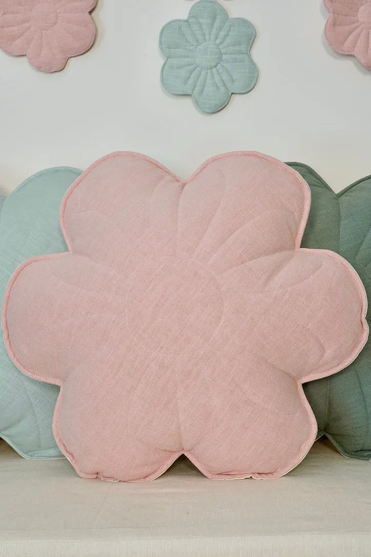 Linen Light Pink Lily - Flower Pillow