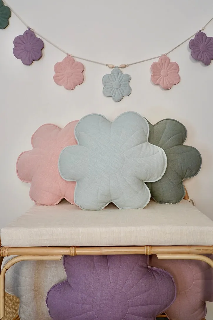 Linen Light Pink Lily - Flower Pillow