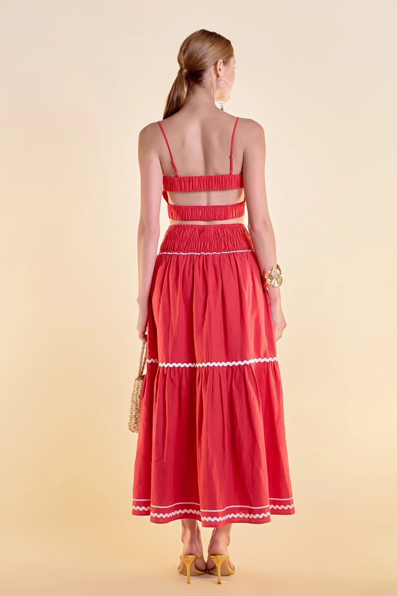 Linen Maxi Skirt with Ric Rac Trim