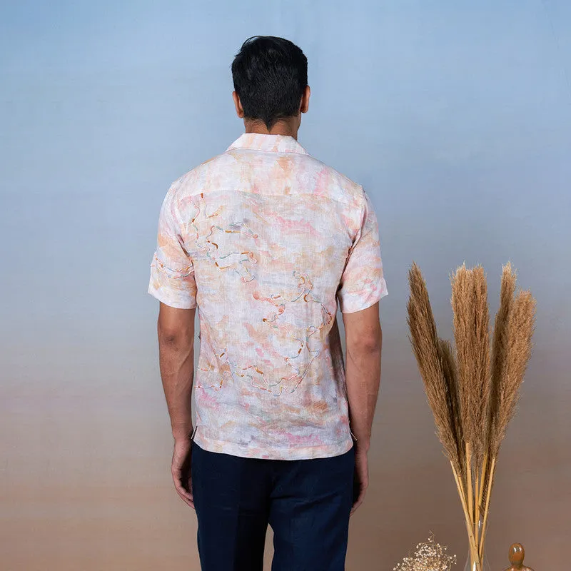 Linen Printed Shirt | Unisex | Hand Embroidered | Multicolour