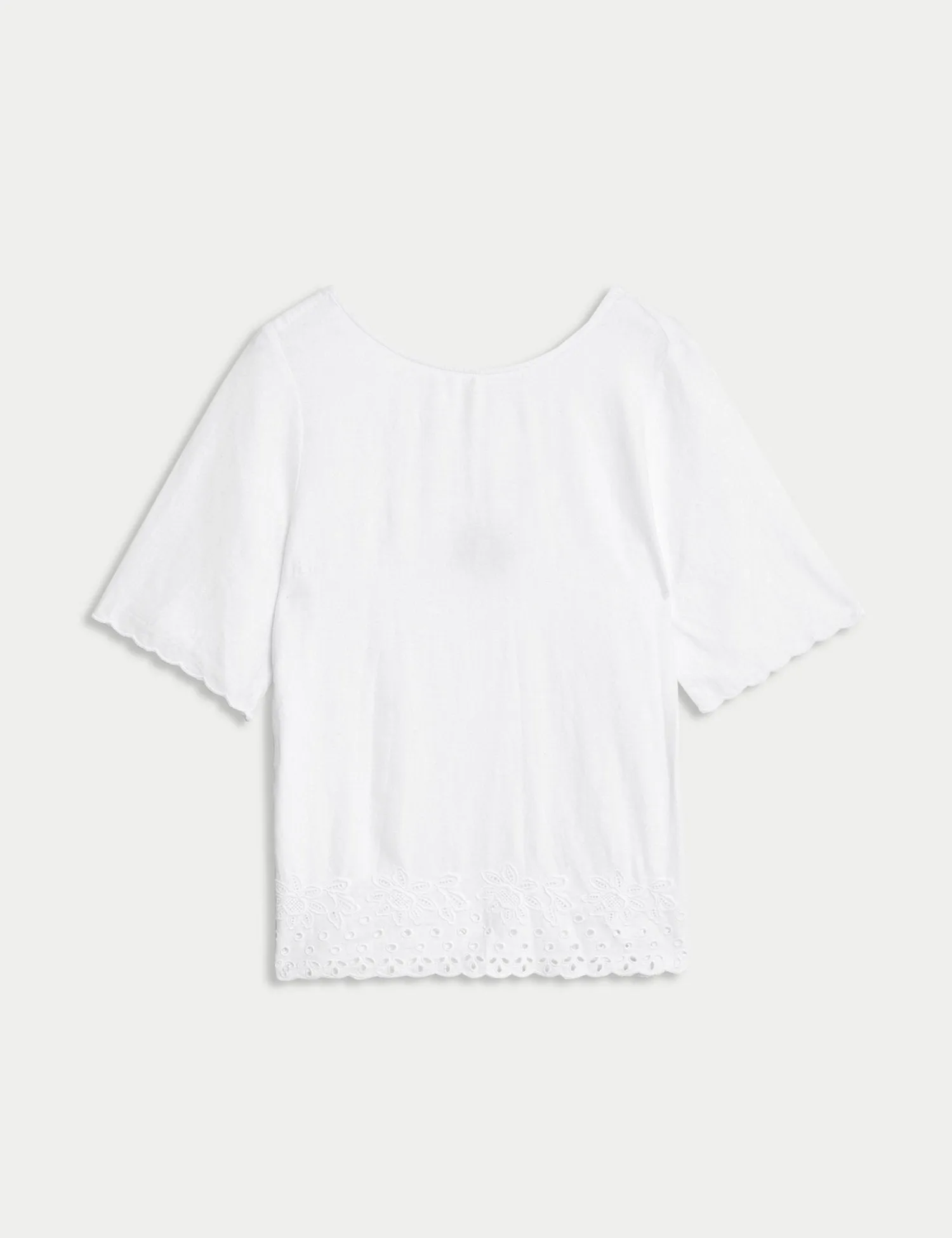 Linen Rich Broderie Regular Fit Top