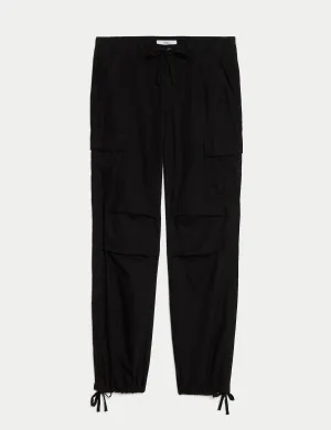 Linen Rich Straight Leg Cargo Trousers