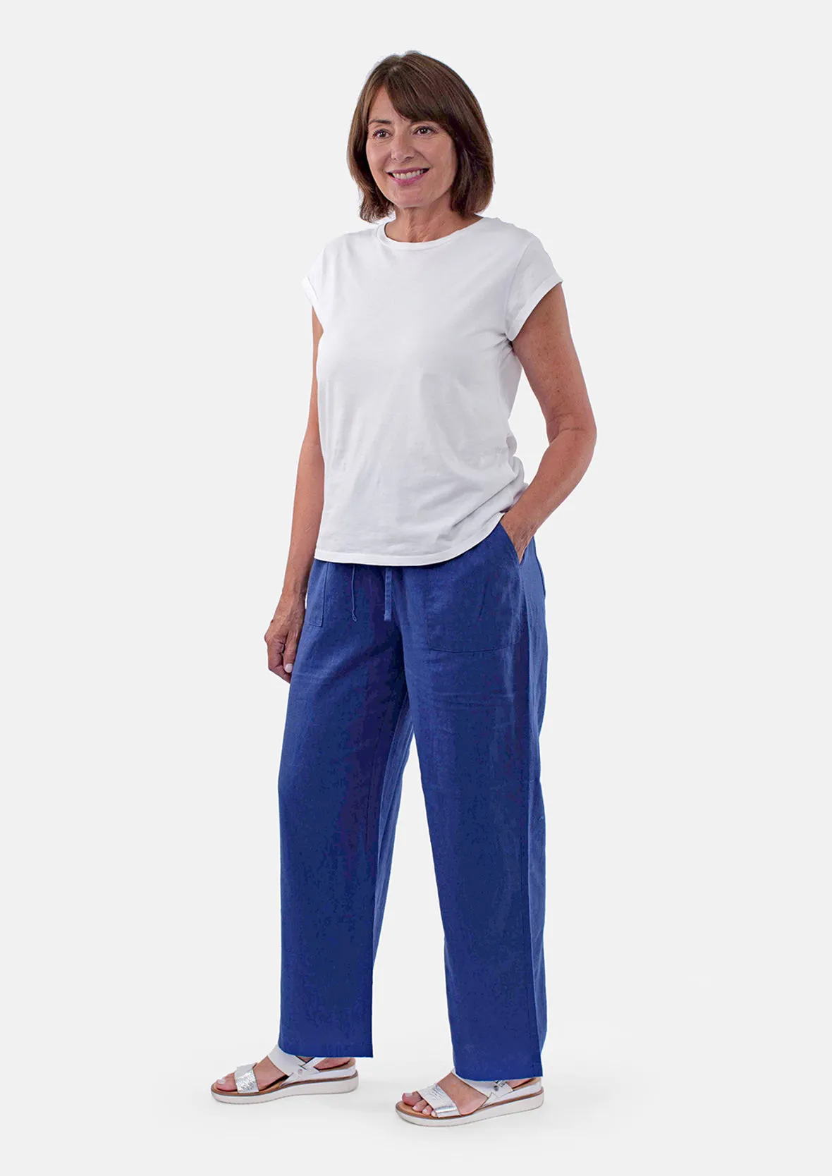 Linen Rich Wide Leg Trousers