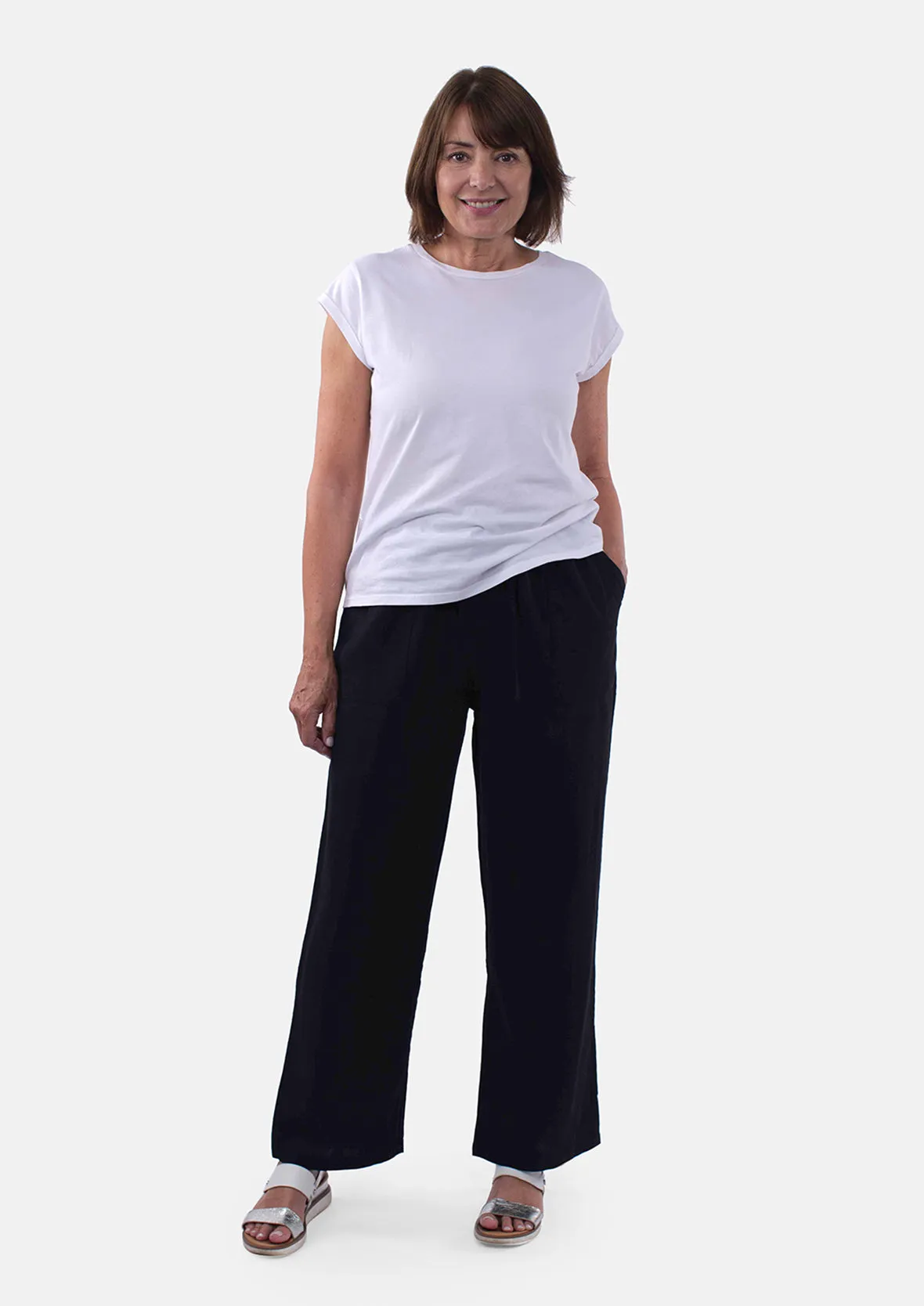 Linen Rich Wide Leg Trousers