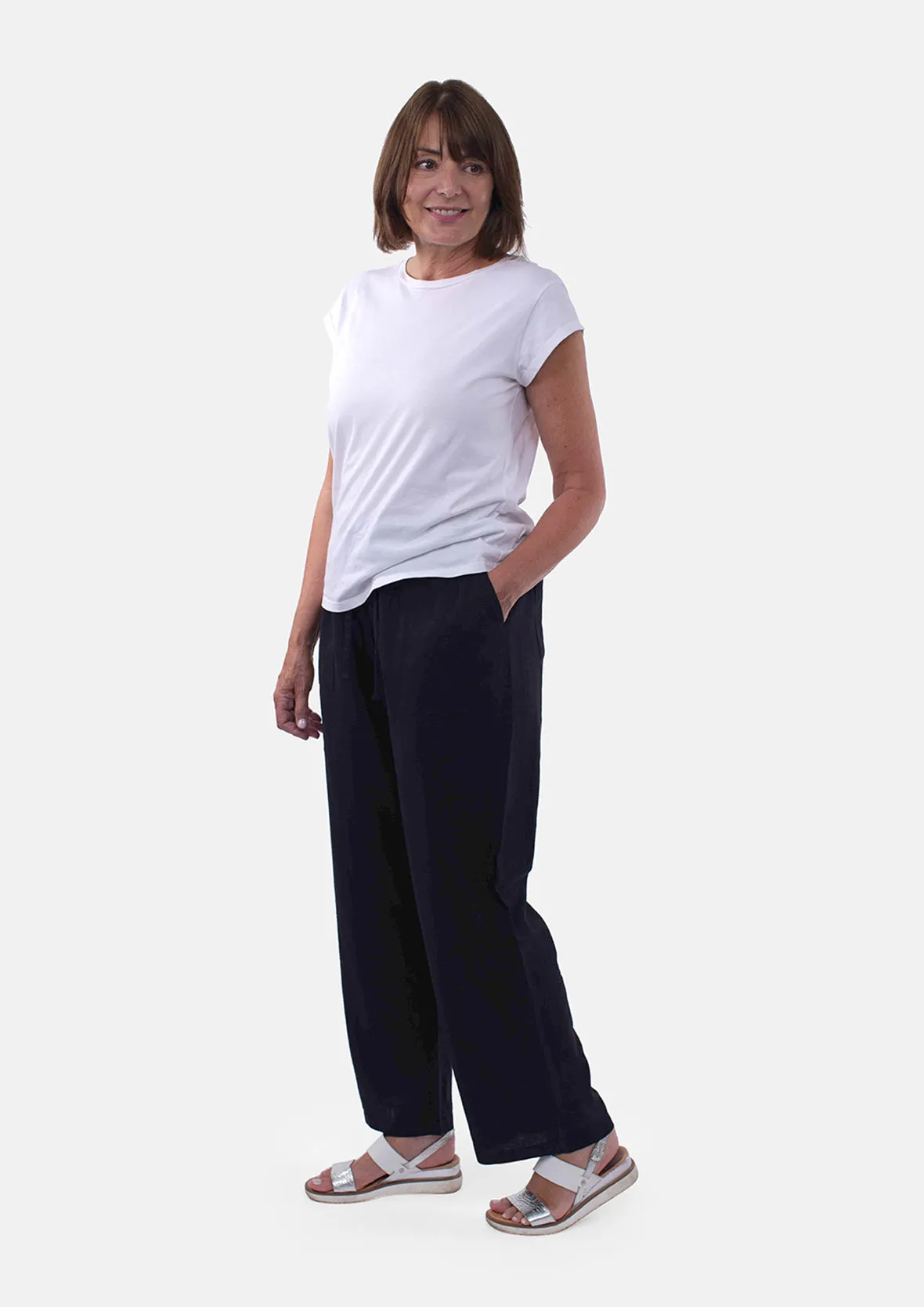 Linen Rich Wide Leg Trousers