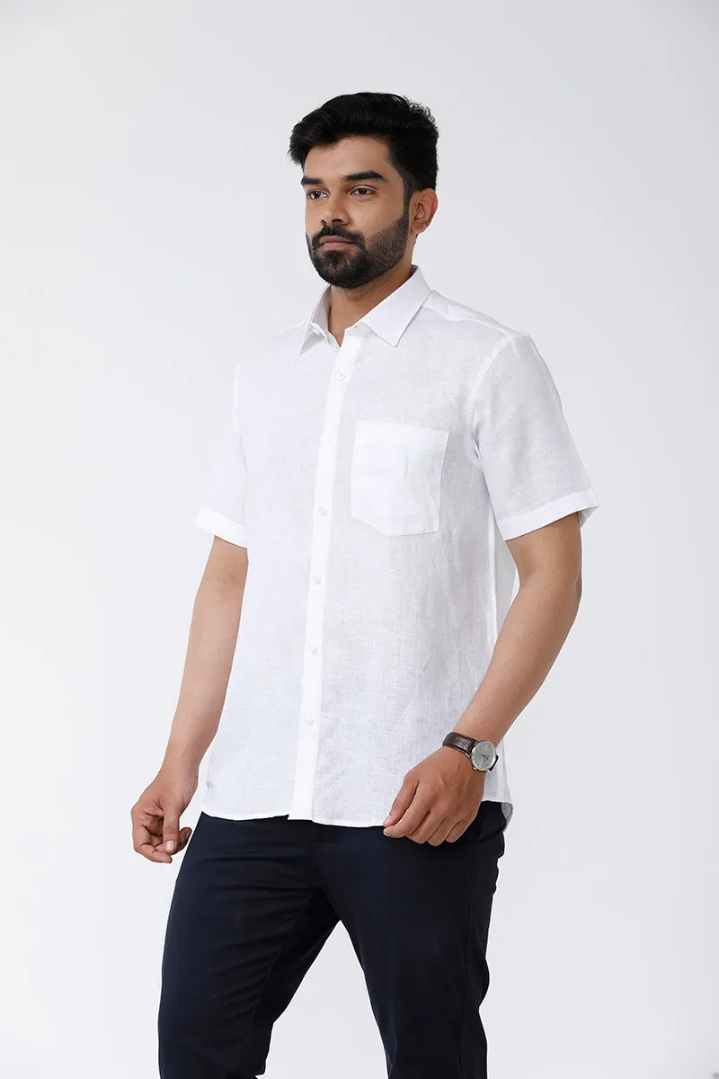 Linen Rise - 100% Formal White Shirt For Men | Uathayam