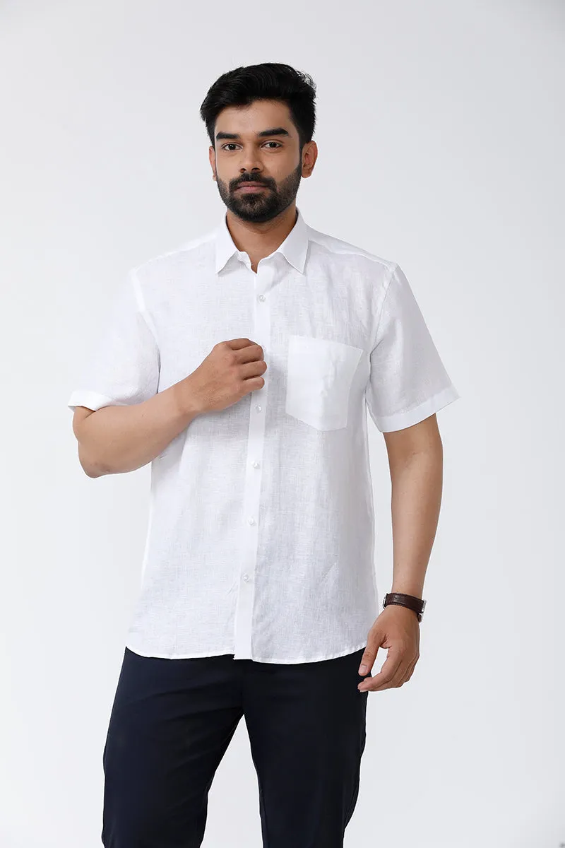 Linen Rise - 100% Formal White Shirt For Men | Uathayam