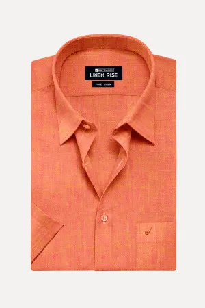 Linen Rise - Amber Orange Formal Shirts for Mens | Uathayam