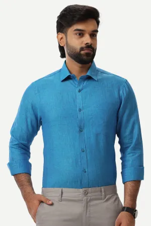 Linen Rise - Blue Formal Shirts for Mens | Uathayam