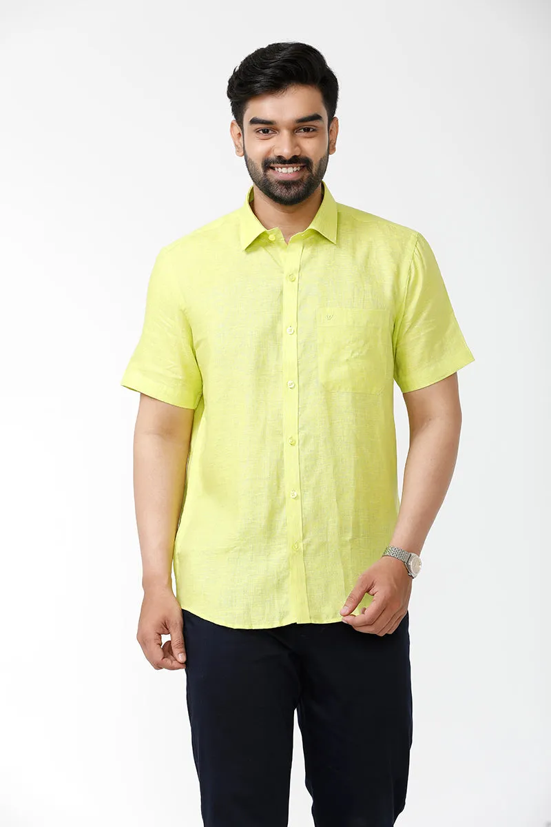 Linen Rise - Lime Yellow Formal Shirts for Mens | Uathayam