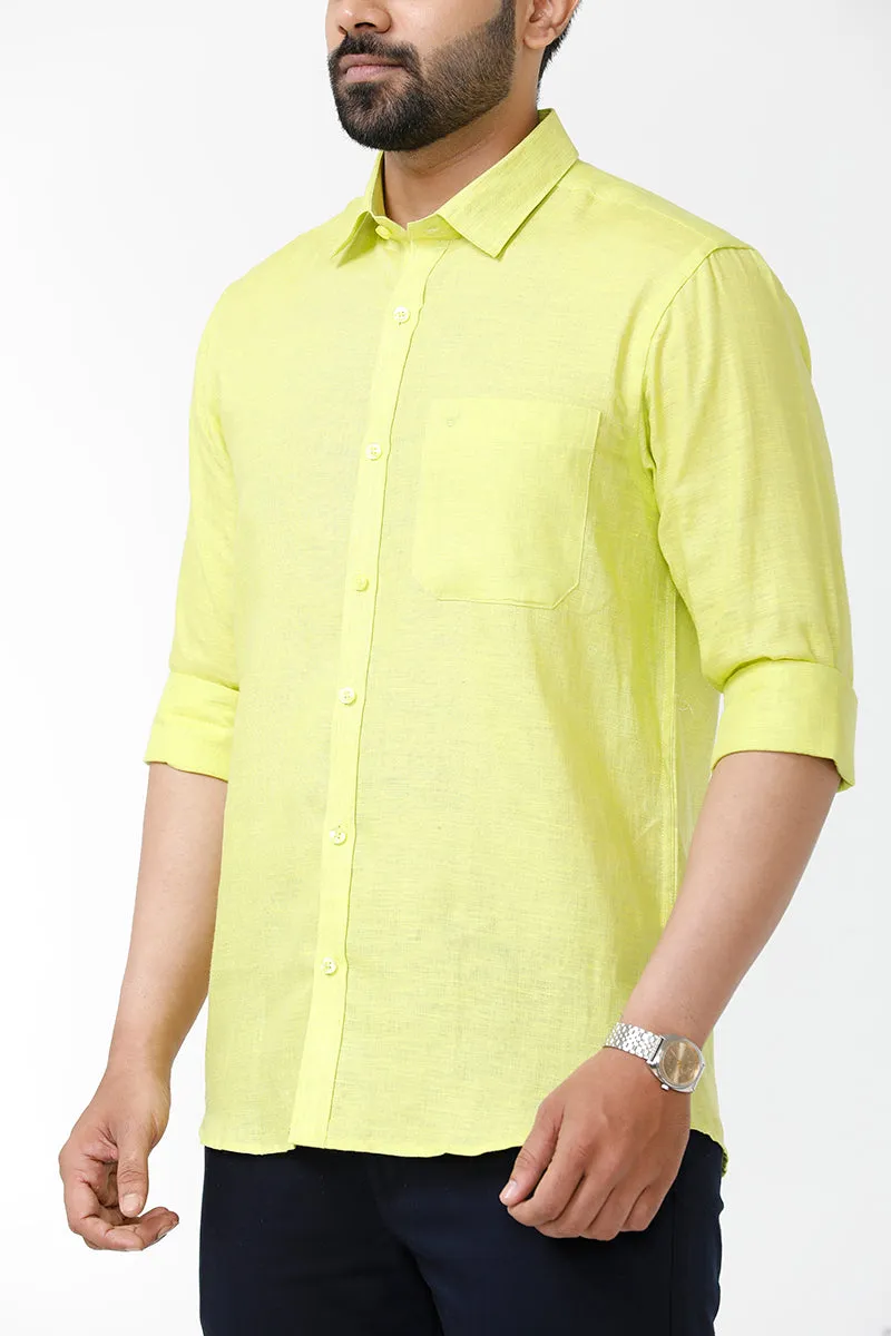 Linen Rise - Lime Yellow Formal Shirts for Mens | Uathayam