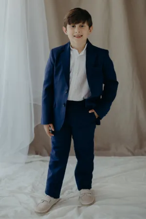 Linen Suit for Boys in Dark Blue - First Communion and Special Events