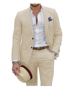 Linen Suit for Men Casual Wedding Suit for Men (Blazer Pants)