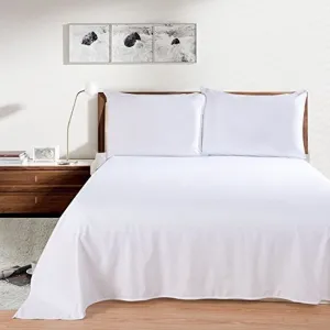 LINENWALAS Cotton Plain Bedsheet with 2 Pillow Cover, Softest and Breathable Bedsheet, 100% Cotton Hotel Quality Pillowcovers in Solid Off White - 72" x 108"