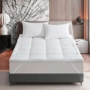 LINENWALAS Premium Microfiber Heavy Topper for Most Comfortable Hotel Bed Feel - 2"  Luxuriously Thick, 4000 GSM Baffle Box Design Mattress Washable Padding Topper (4 x 6.5ft, 48"x78")