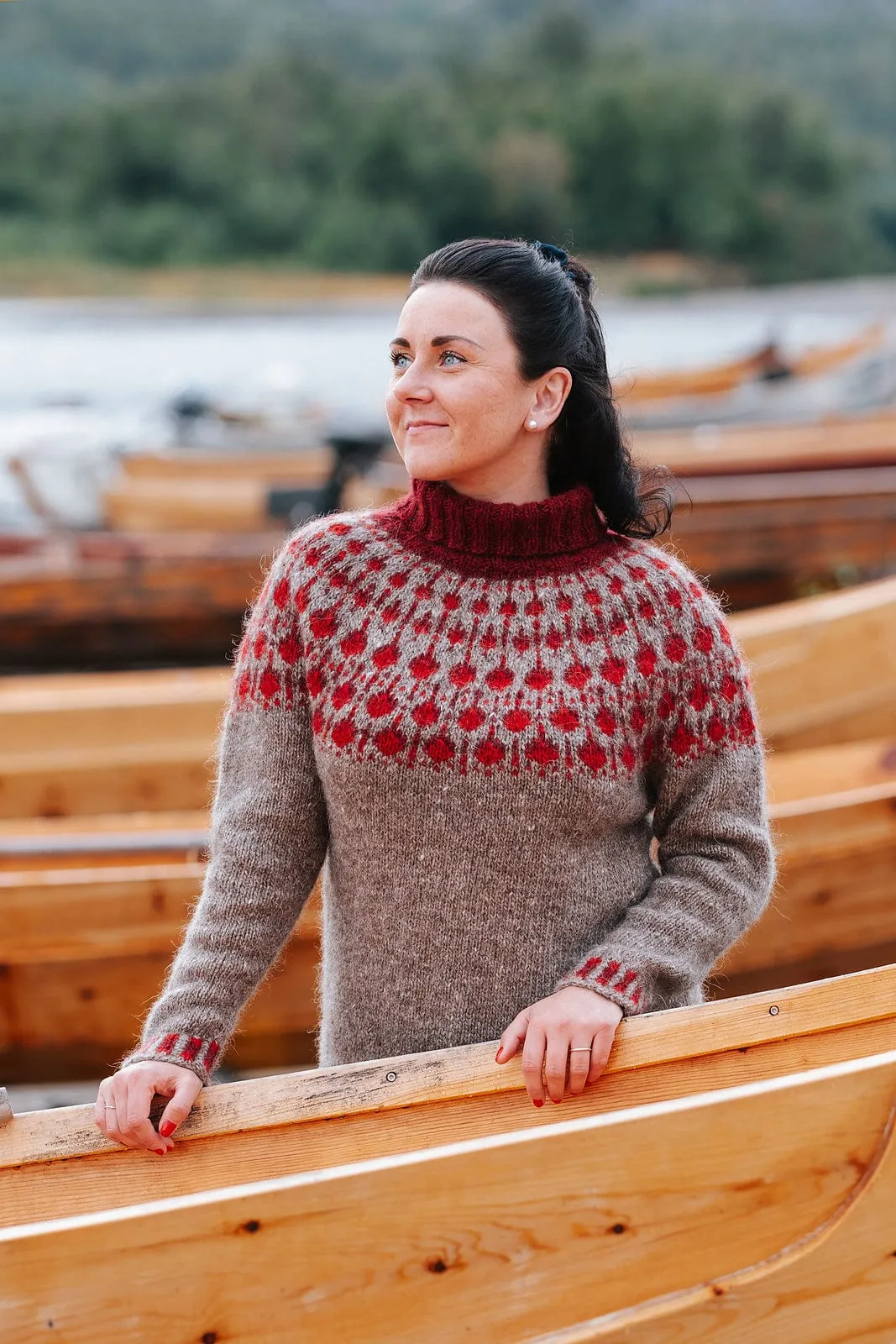 Lingonberry Red Lettlopi Wool Sweater - Knitting kit