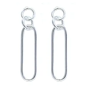 Linked Circle & Oval Stud Earrings Sterling Silver