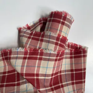 Linnet Cotton and Hemp Plaid - Red / Blue