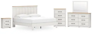 Linnocreek King Panel Bed with Mirrored Dresser, Chest and Nightstand