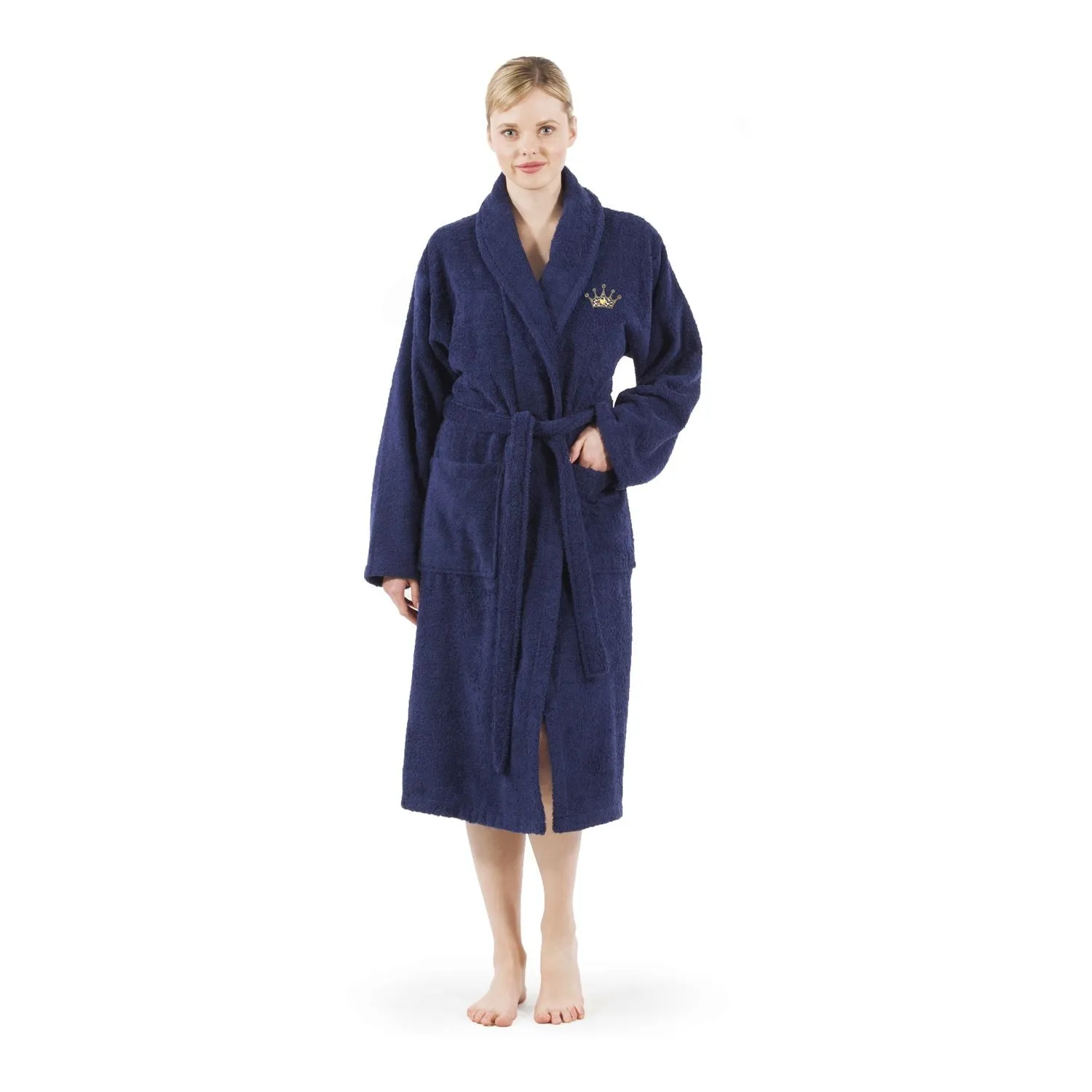 Linum Home Textiles Turkish Cotton Terry Bathrobe with Embroidery Linum Home Textiles grey